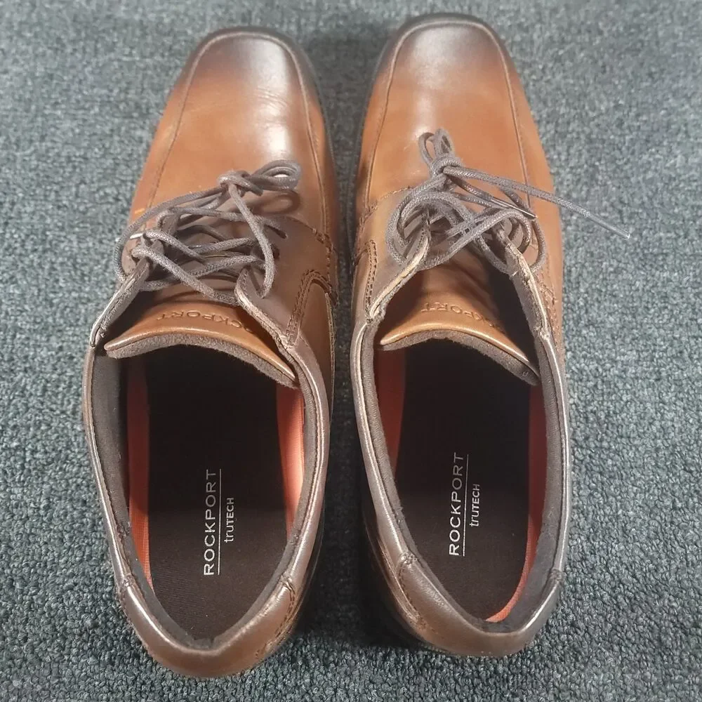 Rockport Leader 2 Men's 11.5  Dress Shoe Apron Toe Brown Leather Business Casual